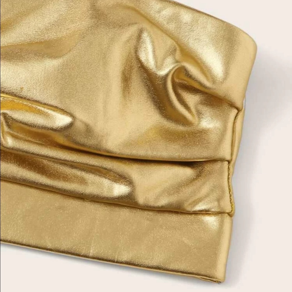 🔥Last One🔥 NWT Shein: Small Sexy Strapless Gold Bikini Set - Picture 2 of 6